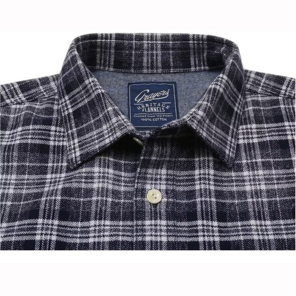 Grayers Harper Heritage Flannel - Navy Cream Herringbone - Large - Picture 3 of 4